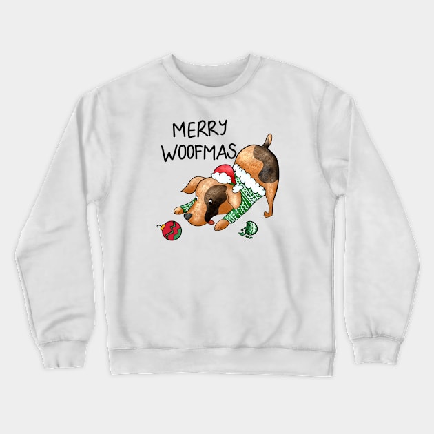 Funny Merry Woofmas Christmas Dog Crewneck Sweatshirt by Pop Cult Store